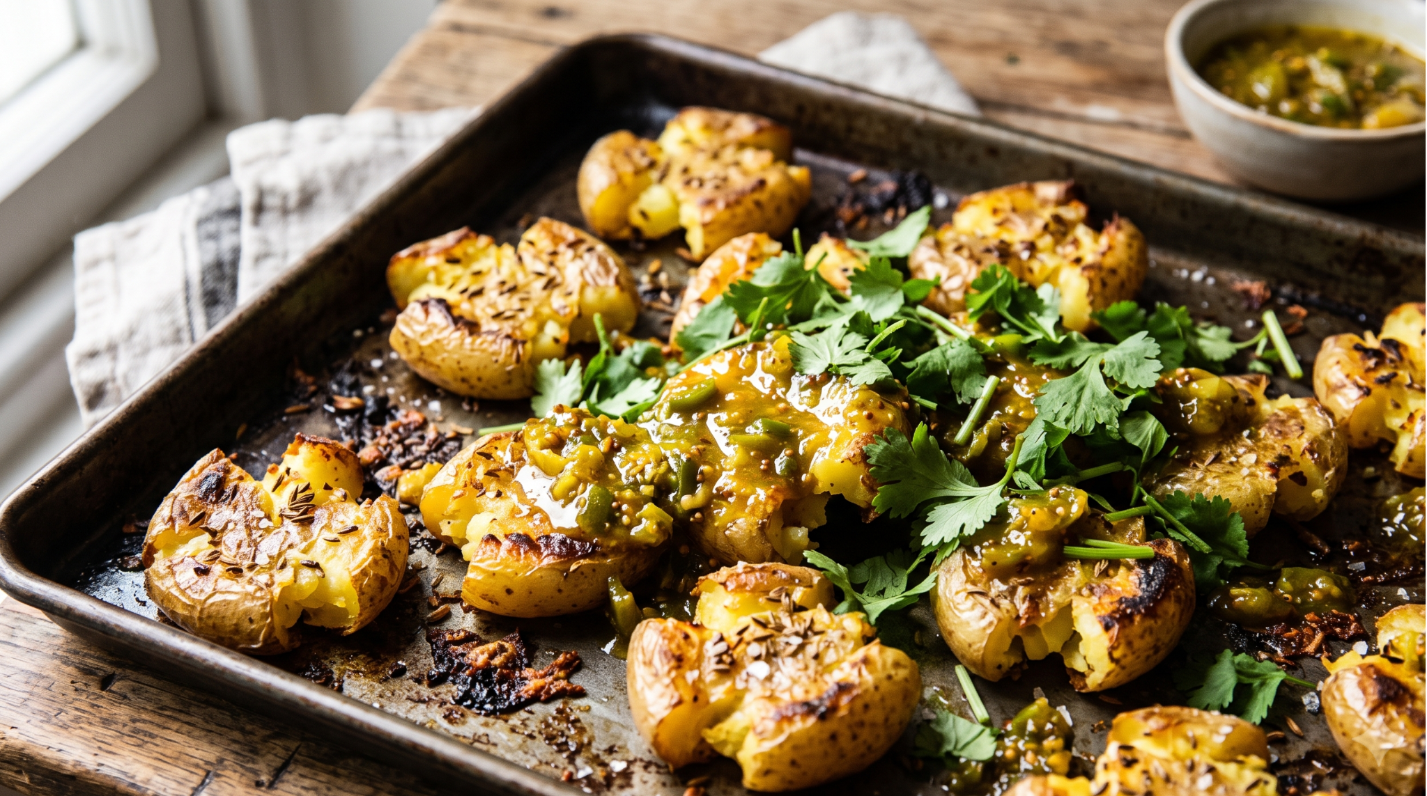 Smashed Bombay Spiced Potatoes