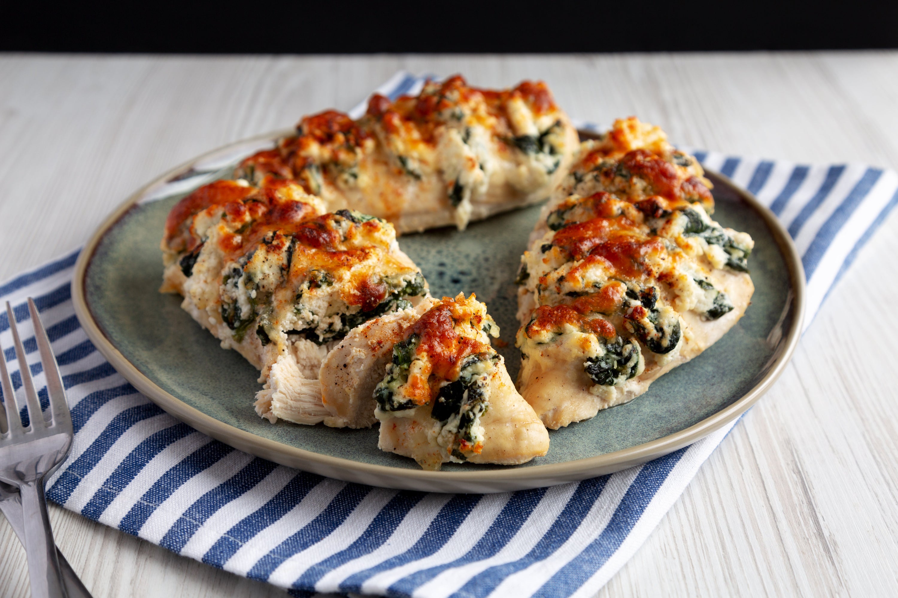 Mango, Spinach & Ricotta Hasselback Chicken